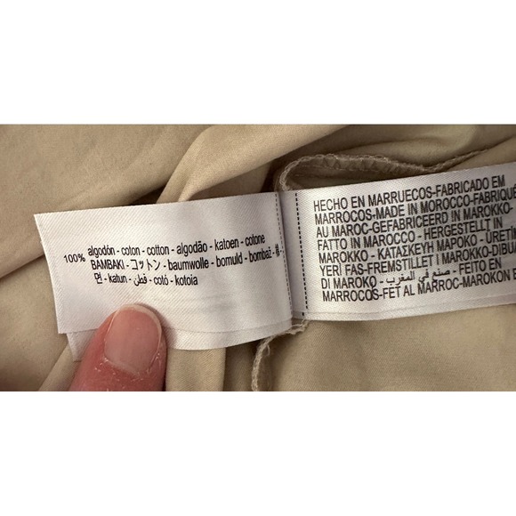 ZARA Beige Wrap Tie Long Sleeve Shirt Womens M Button Up Casual Office - Picture 7 of 7